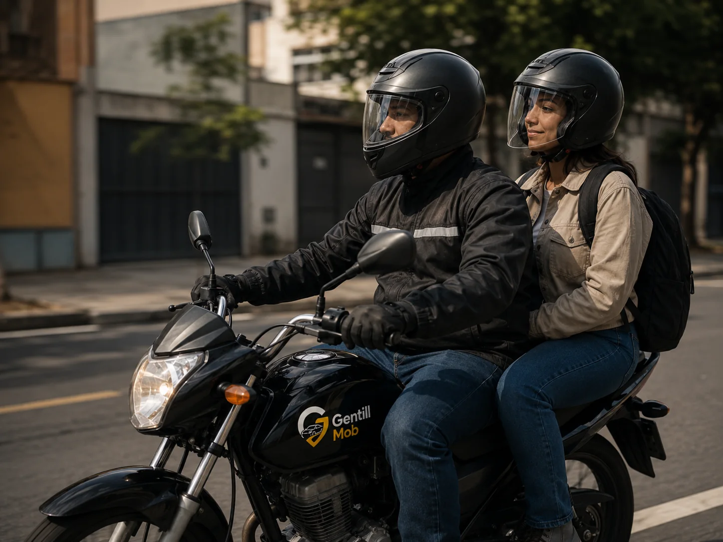 Passageira utilizando moto-táxi com motorista parceiro